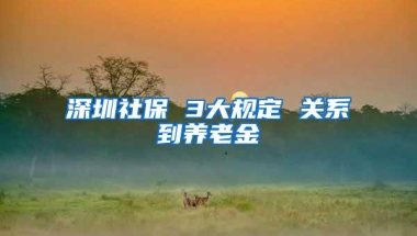深圳社保 3大规定 关系到养老金