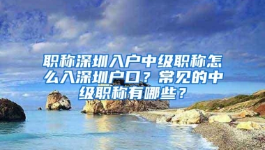 职称深圳入户中级职称怎么入深圳户口？常见的中级职称有哪些？