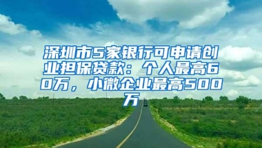 深圳市5家银行可申请创业担保贷款：个人最高60万，小微企业最高500万