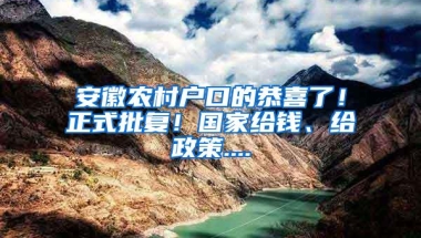 安徽农村户口的恭喜了！正式批复！国家给钱、给政策....