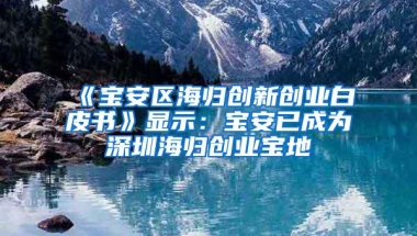 《宝安区海归创新创业白皮书》显示：宝安已成为深圳海归创业宝地