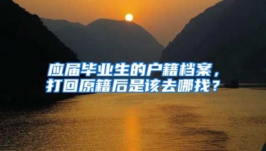 应届毕业生的户籍档案，打回原籍后是该去哪找？