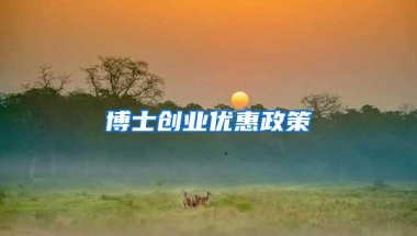 博士创业优惠政策