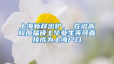 上海新政出炉， 在沪高校应届硕士毕业生等可直接成为上海户口