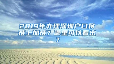 2019年办理深圳户口将难上加难？哪里可以看出？