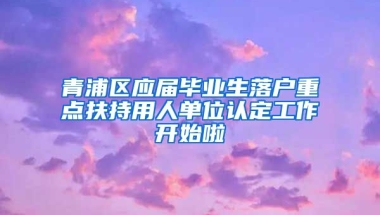 青浦区应届毕业生落户重点扶持用人单位认定工作开始啦