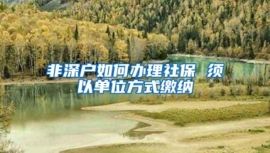 非深户如何办理社保 须以单位方式缴纳