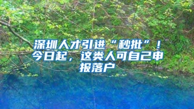 深圳人才引进“秒批”！今日起，这类人可自己申报落户