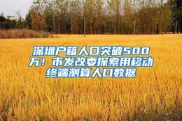 深圳户籍人口突破500万！市发改委探索用移动终端测算人口数据