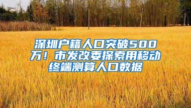 深圳户籍人口突破500万！市发改委探索用移动终端测算人口数据