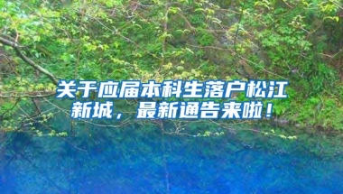 关于应届本科生落户松江新城，最新通告来啦！