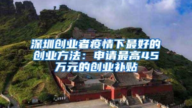 深圳创业者疫情下最好的创业方法：申请最高45万元的创业补贴