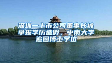 深圳一上市公司董事长被举报学历造假，中南大学追回博士学位