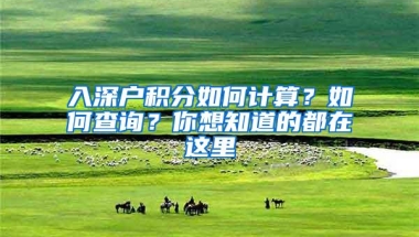 入深户积分如何计算？如何查询？你想知道的都在这里