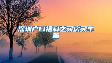深圳户口福利之买房买车篇