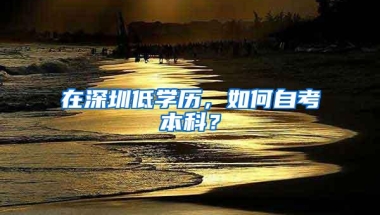 在深圳低学历，如何自考本科？