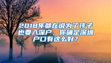 2018年都在说为了孩子也要入深户，你确定深圳户口有这么好？