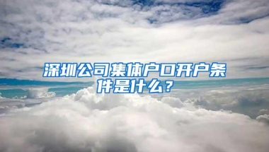 深圳公司集体户口开户条件是什么？