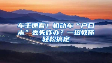 车主速看！机动车“户口本”丢失咋办？一招教你轻松搞定