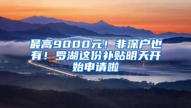 最高9000元！非深户也有！罗湖这份补贴明天开始申请啦