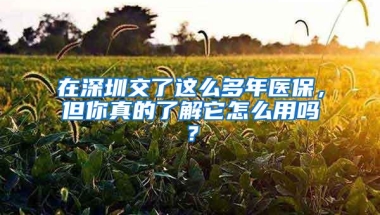 在深圳交了这么多年医保，但你真的了解它怎么用吗？