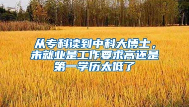 从专科读到中科大博士，未就业是工作要求高还是第一学历太低了