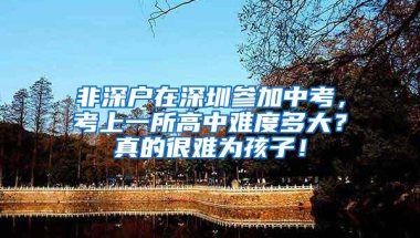 非深户在深圳参加中考，考上一所高中难度多大？真的很难为孩子！