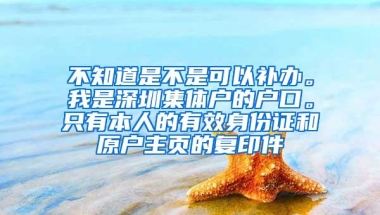 不知道是不是可以补办。我是深圳集体户的户口。只有本人的有效身份证和原户主页的复印件