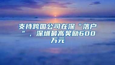 支持跨国公司在深“落户”，深圳最高奖励600万元