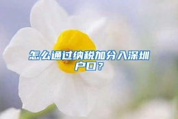怎么通过纳税加分入深圳户口？