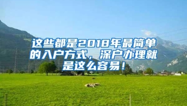 这些都是2018年最简单的入户方式，深户办理就是这么容易！