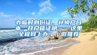 办临时身份证、补换户口本、开户籍证明……这里全程网上办！｜微推荐