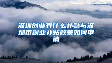 深圳创业有什么补贴与深圳市创业补贴政策如何申请