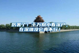 厉害了！千万别小看深户，在深圳没它真不行！