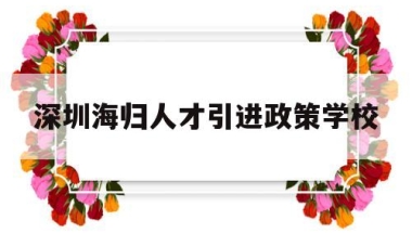 深圳海归人才引进政策学校(深圳海外高层次人才引进政策)