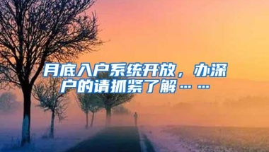 月底入户系统开放，办深户的请抓紧了解……