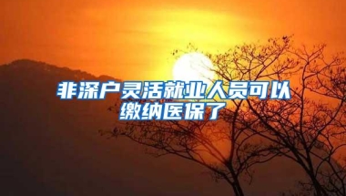 非深户灵活就业人员可以缴纳医保了