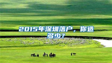 2015年深圳落户，你造多少？