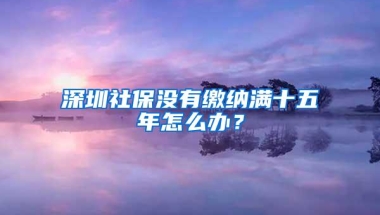 深圳社保没有缴纳满十五年怎么办？