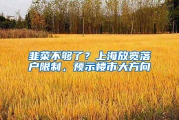 韭菜不够了？上海放宽落户限制，预示楼市大方向