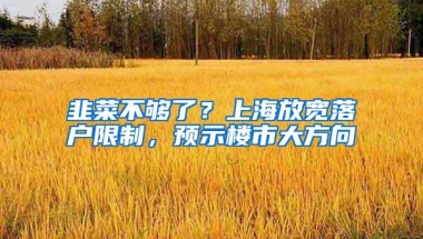 韭菜不够了？上海放宽落户限制，预示楼市大方向