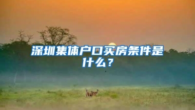深圳集体户口买房条件是什么？