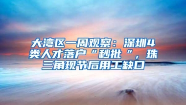 大湾区一周观察：深圳4类人才落户“秒批“，珠三角现节后用工缺口