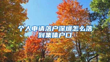 个人申请落户深圳怎么落到集体户口