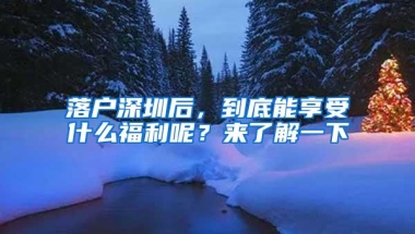 落户深圳后，到底能享受什么福利呢？来了解一下