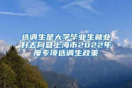 选调生是大学毕业生就业好去向暨上海市2022年度专项选调生政策