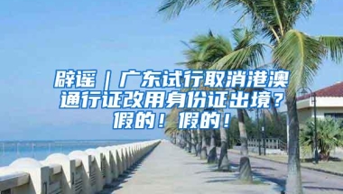 辟谣｜广东试行取消港澳通行证改用身份证出境？假的！假的！
