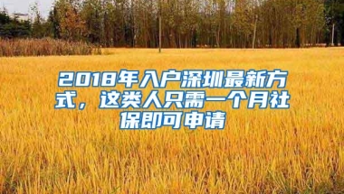 2018年入户深圳最新方式，这类人只需一个月社保即可申请