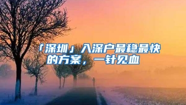 「深圳」入深户最稳最快的方案，一针见血