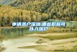 申请落户深圳,哪些职称可以入深户